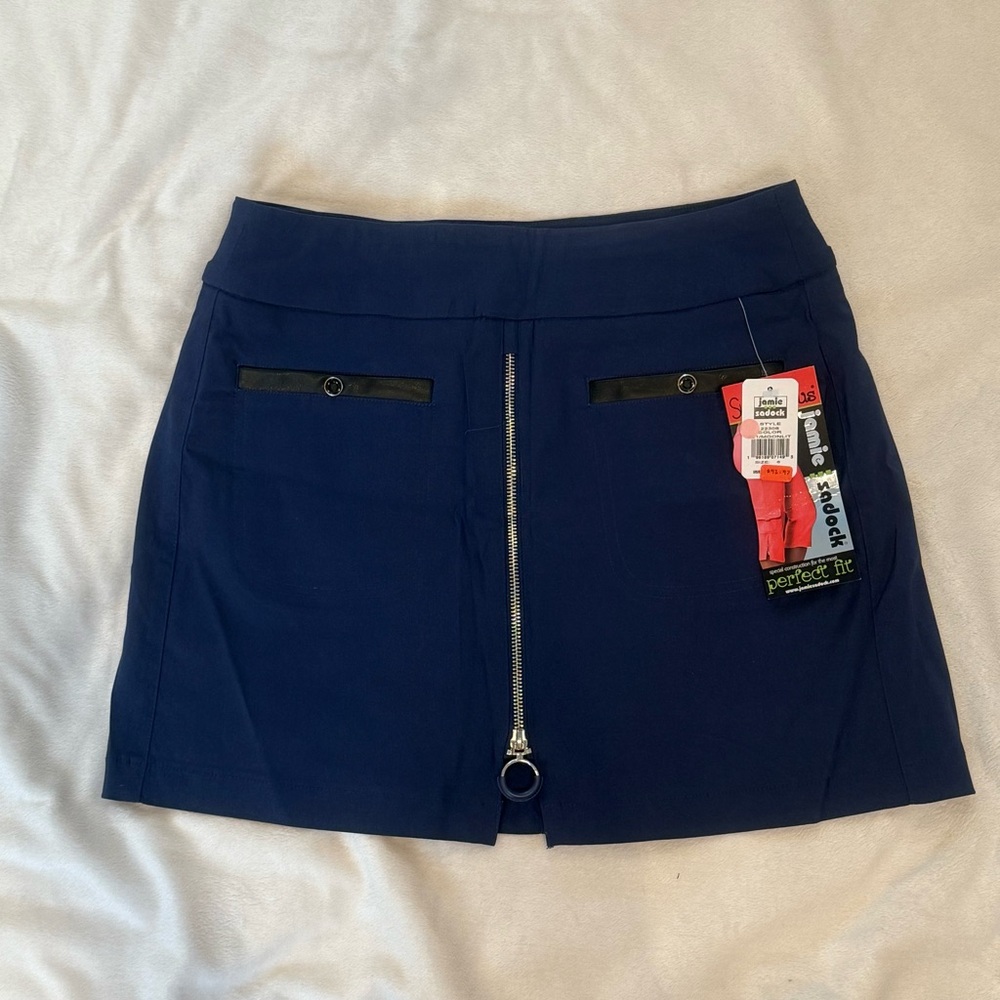 Jamie Sadock Golf Skirt with Zipper Detail and Leather trim on pockets